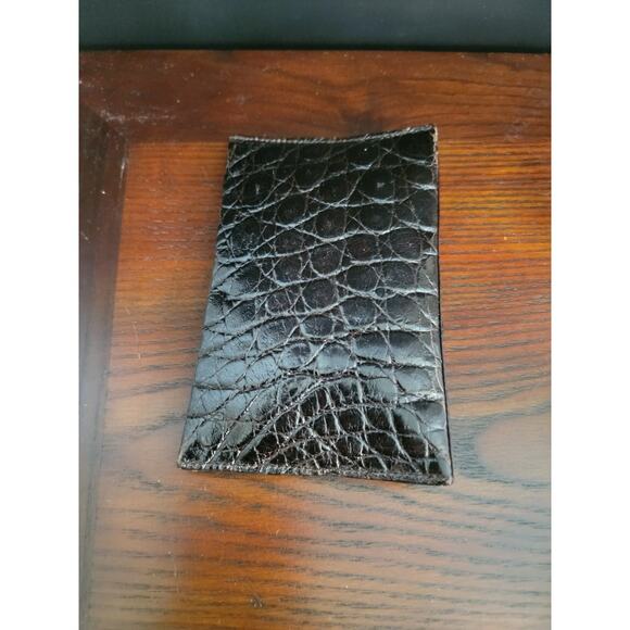 Card Wallet Money Holder Men's Crocodile Leather Caddy Deep Brown/Black - Picture 7 of 9